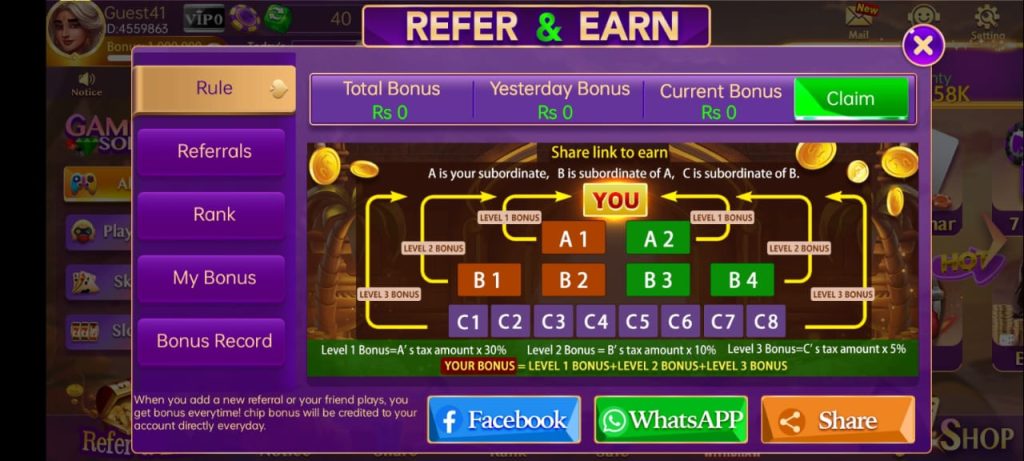 Tiktok Game Referal Banus System  